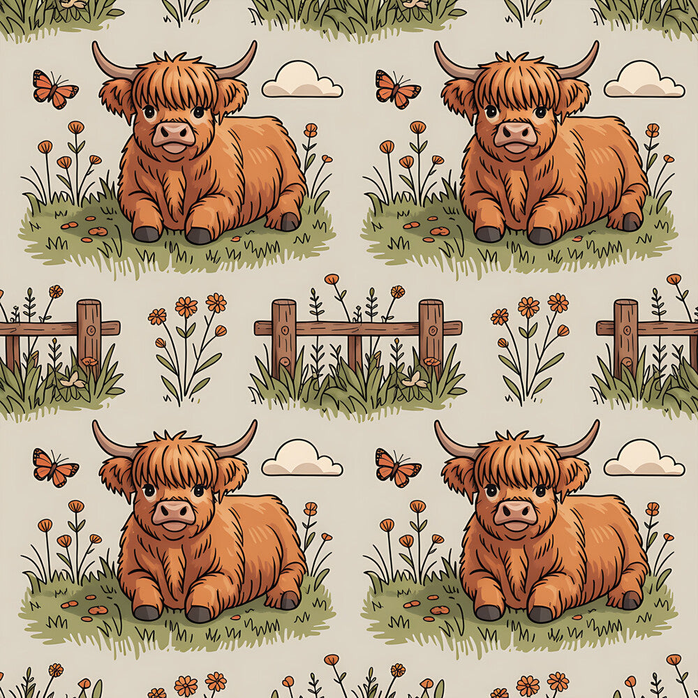Cartoon Highland Cows Fat Quarter Bundle