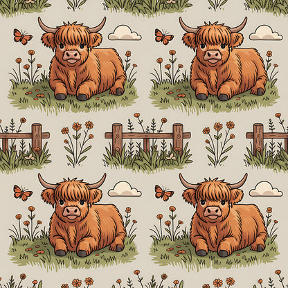 Cartoon Highland Cows Fat Quarter Bundle