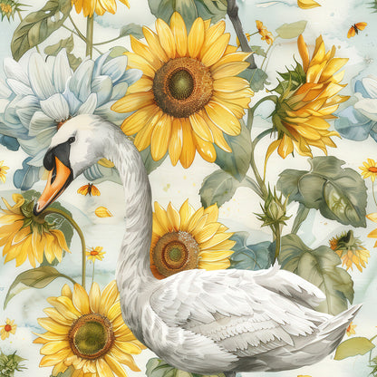 Watercolor Swan Sunflowers Fat Quarter Bundle