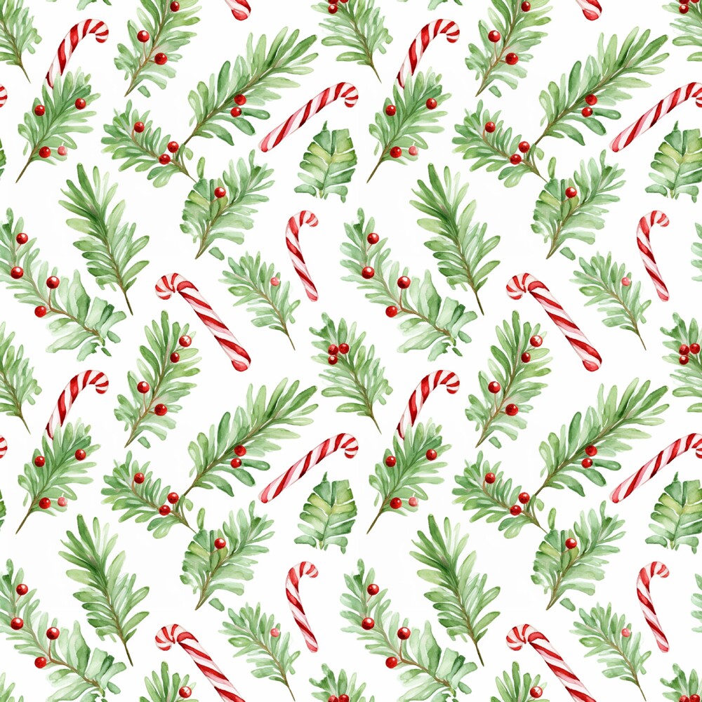 Red and Green Watercolor Christmas Fat Quarter Bundle