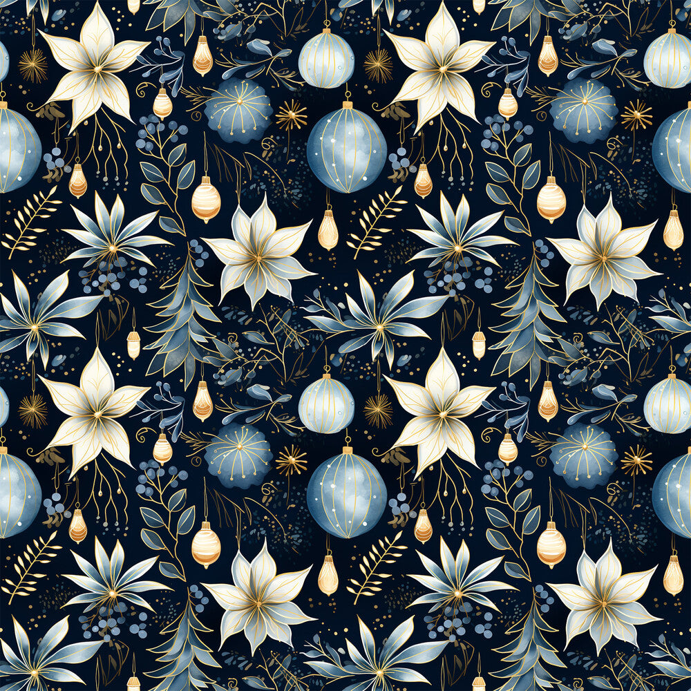 Navy and Cream Christmas Fat Quarter Bundle