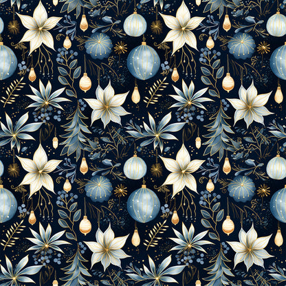 Navy and Cream Christmas Fat Quarter Bundle