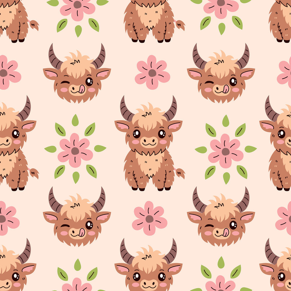 Cute Baby Highland Cows Fat Quarter Bundle
