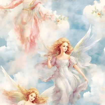 Vintage Angels in Heavenly Skies Fat Quarter Bundle