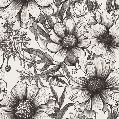 Peonies Pencil Sketched Fat Quarter Bundle