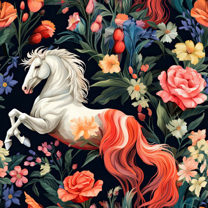 Cute Floral Horses Fat Quarter Bundle