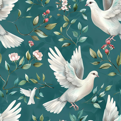 Teal and Doves Fat Quarter Bundle