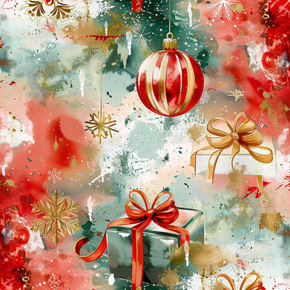 Festive Watercolor Christmas Fat Quarter Bundle