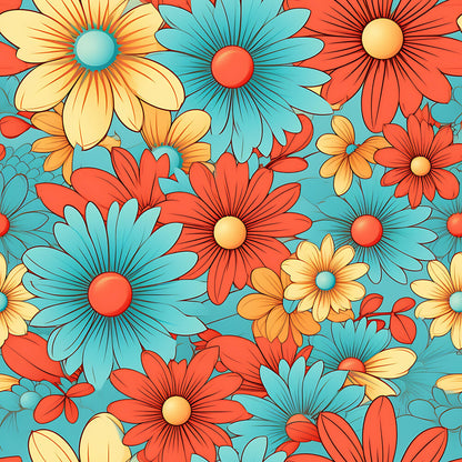 70s Retro Groovy Floral Fat Quarter Bundle