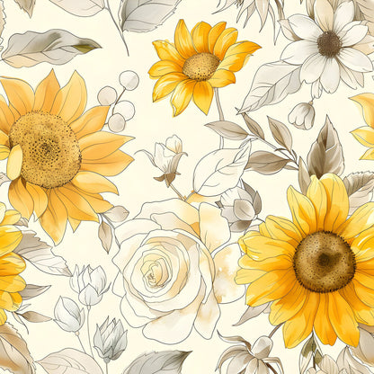 Vintage Autumn Sunflowers Fat Quarter Bundle