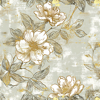 Antique Linocut Stenciled Pastel Florals Fat Quarter Bundle