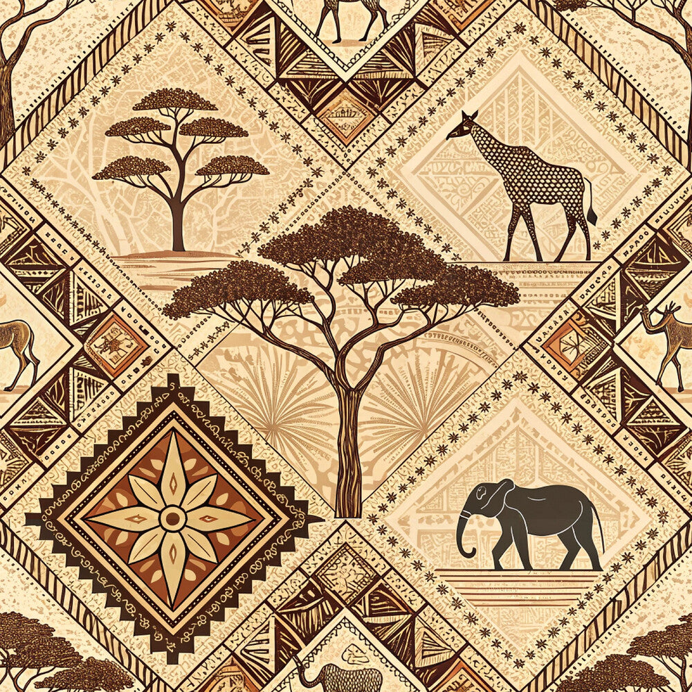 African Mud Cloth Line Art Fat Quarter Bundle