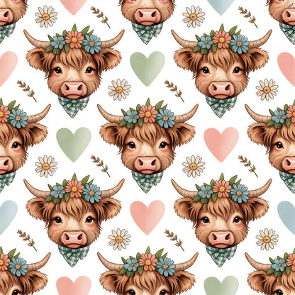 Highland Cow Heads Fat Quarter Bundle