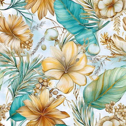 Boho Beach Botanicals Blue Peach Fat Quarter Bundle