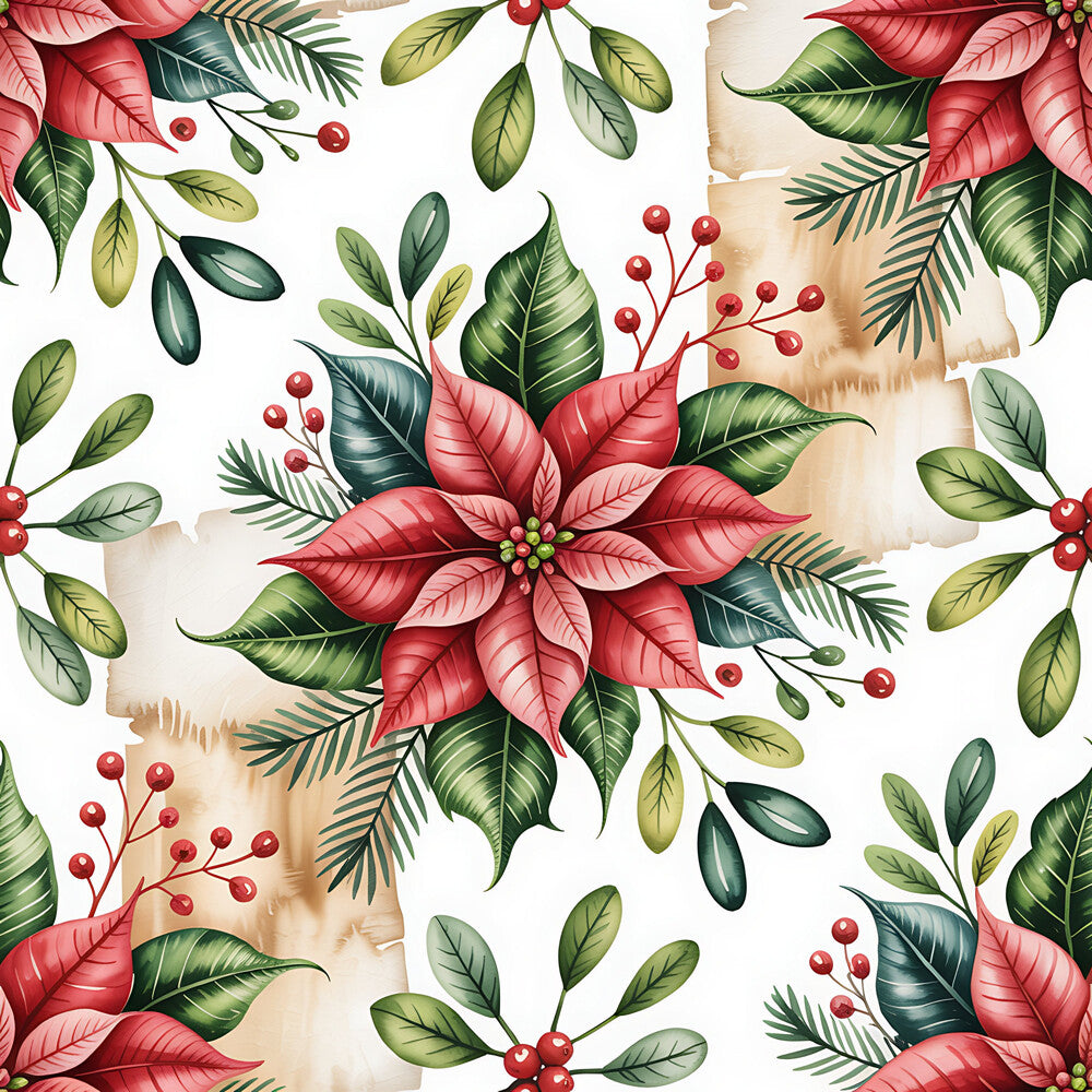 Christmas Botanical Watercolor Fat Quarter Bundle