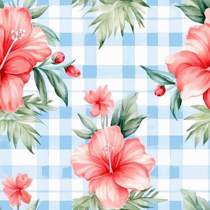Watermelon Hibiscus Floral Gingham Fat Quarter Bundle