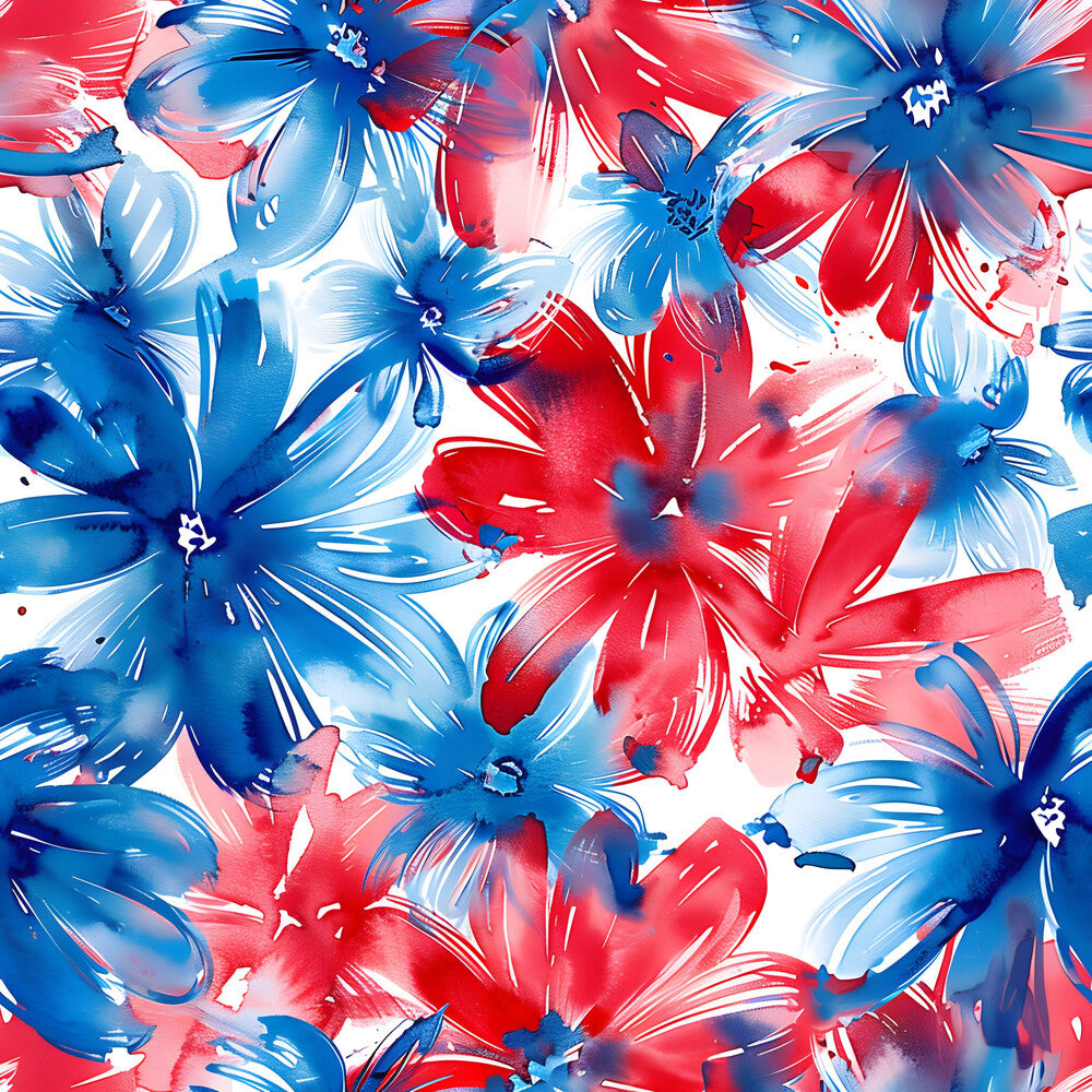 4th of July Watercolor Floral Fat Quarter Bundle
