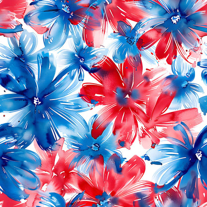 4th of July Watercolor Floral Fat Quarter Bundle