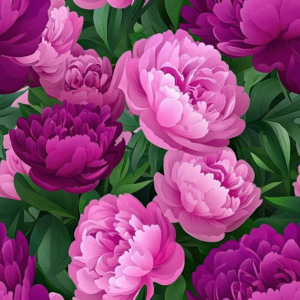 Purple and Pink Peony Flowers Fat Quarter Bundle