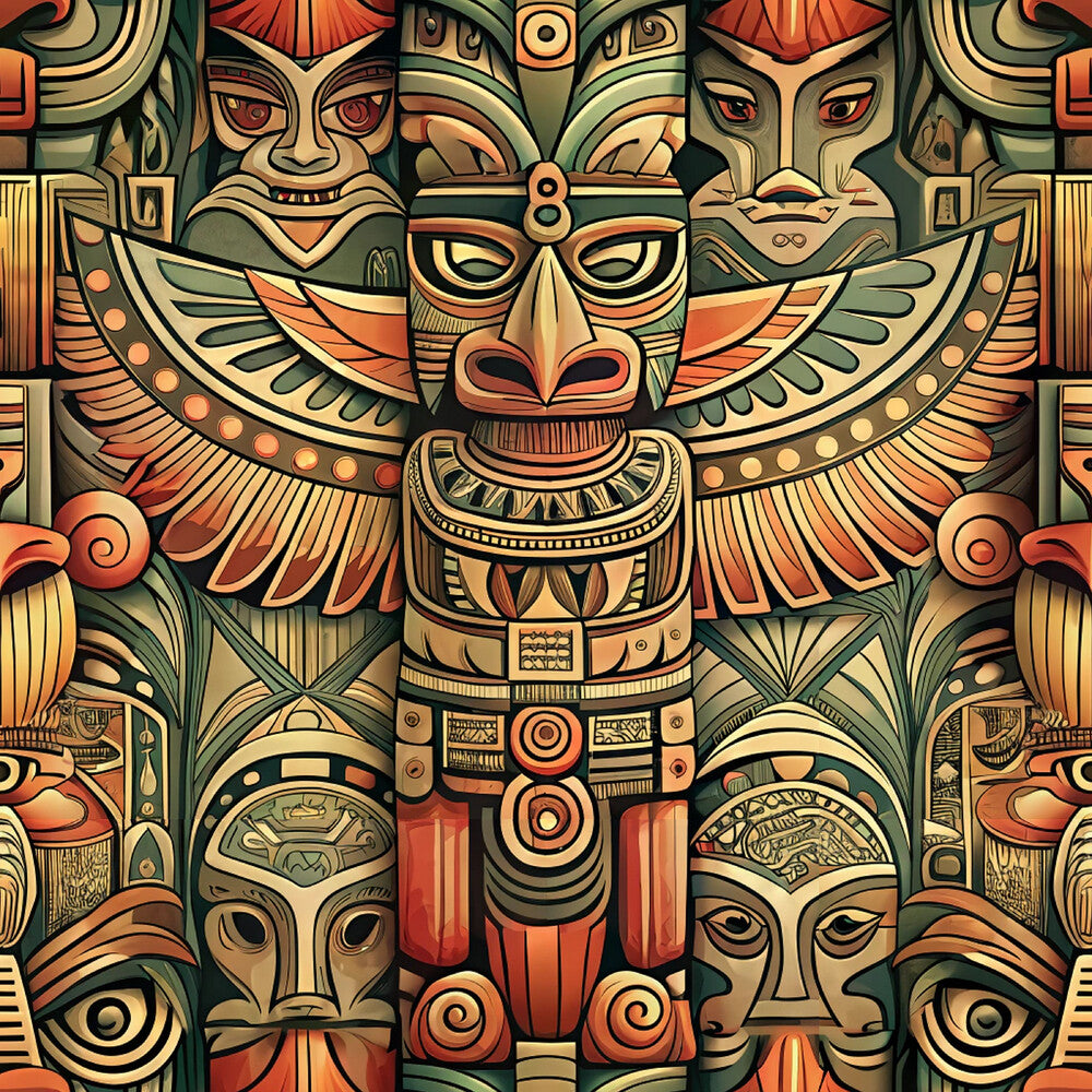 Totem Pole Tribal Figures Fat Quarter Bundle