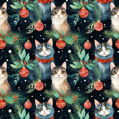 Christmas Santa Kitty Cats Fat Quarter Bundle