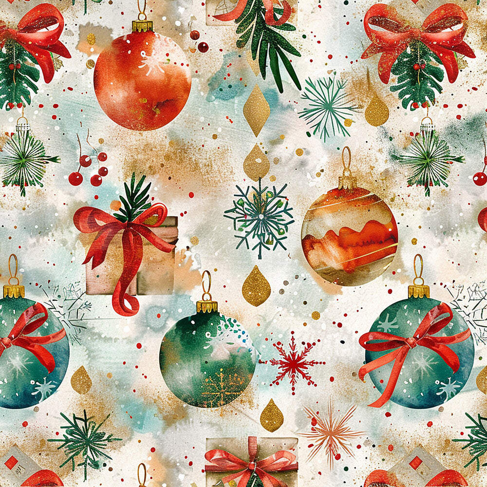 Festive Watercolor Christmas Fat Quarter Bundle
