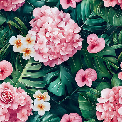 Pink Flowers and Tropical Leaves Fat Quarter Bundle