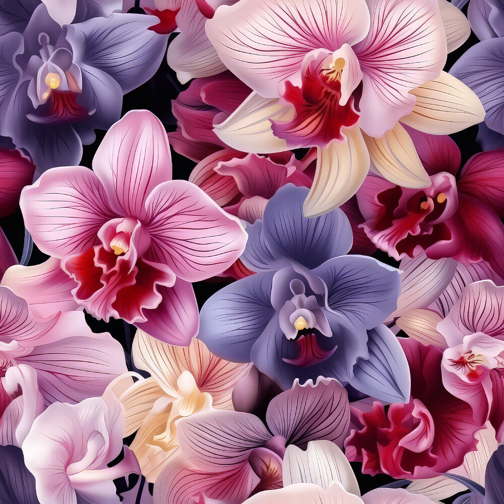 Pink and Purple Orchid Flowers Fat Quarter Bundle