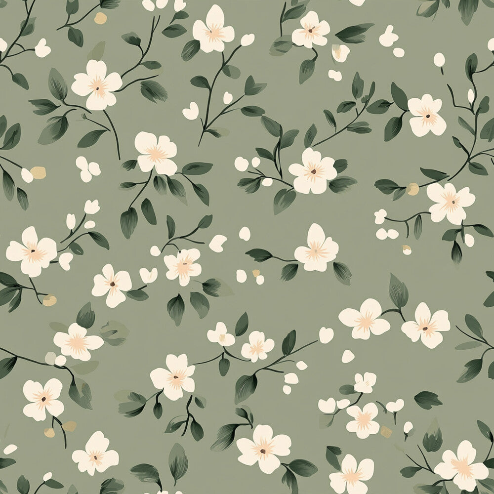 Sage Green and Peach Floral Fat Quarter Bundle