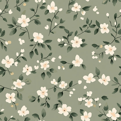 Sage Green and Peach Floral Fat Quarter Bundle