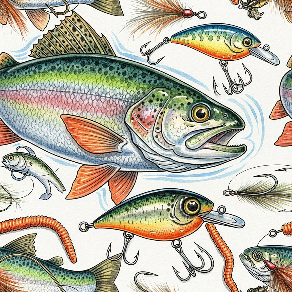 Fishing Lures And Tackle Fat Quarter Bundle