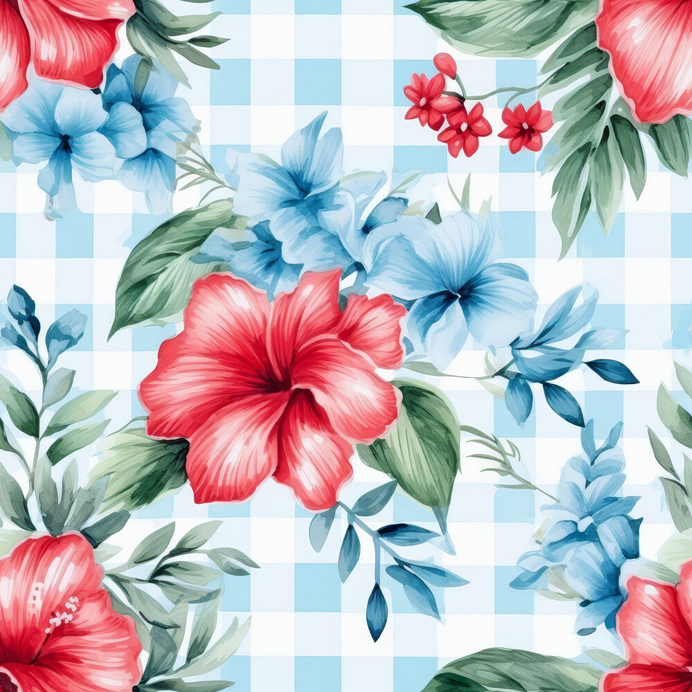 Watermelon Hibiscus Floral Gingham Fat Quarter Bundle