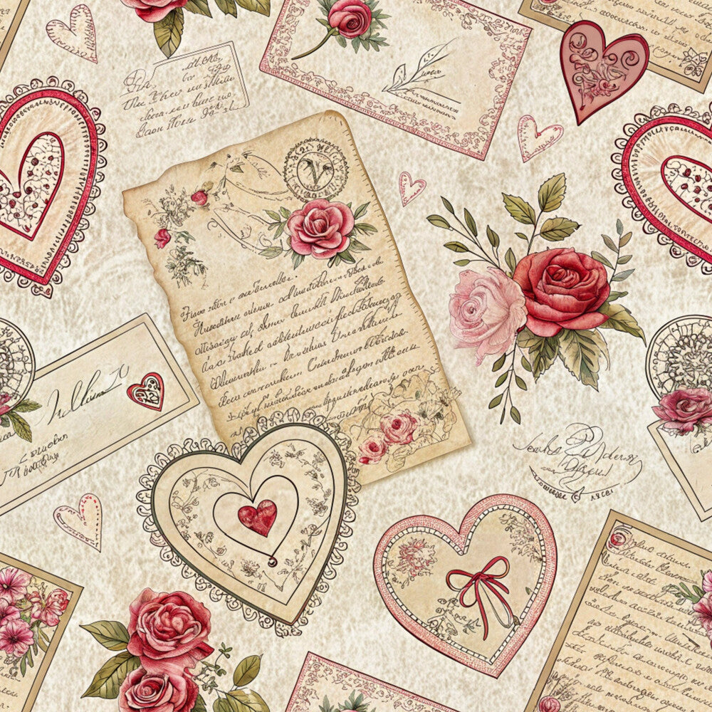 Antique Valentine Postcards Fat Quarter Bundle