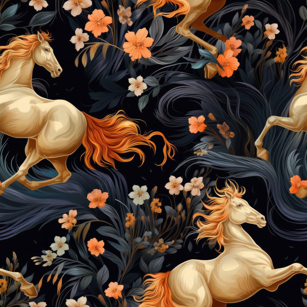 Cute Floral Horses Fat Quarter Bundle