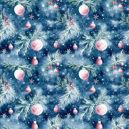 Watercolor Blue Christmas Fat Quarter Bundle