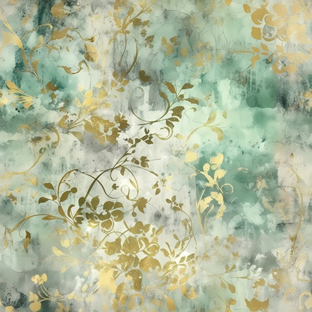 Sage Green and Gold Grunge Damask Fat Quarter Bundle