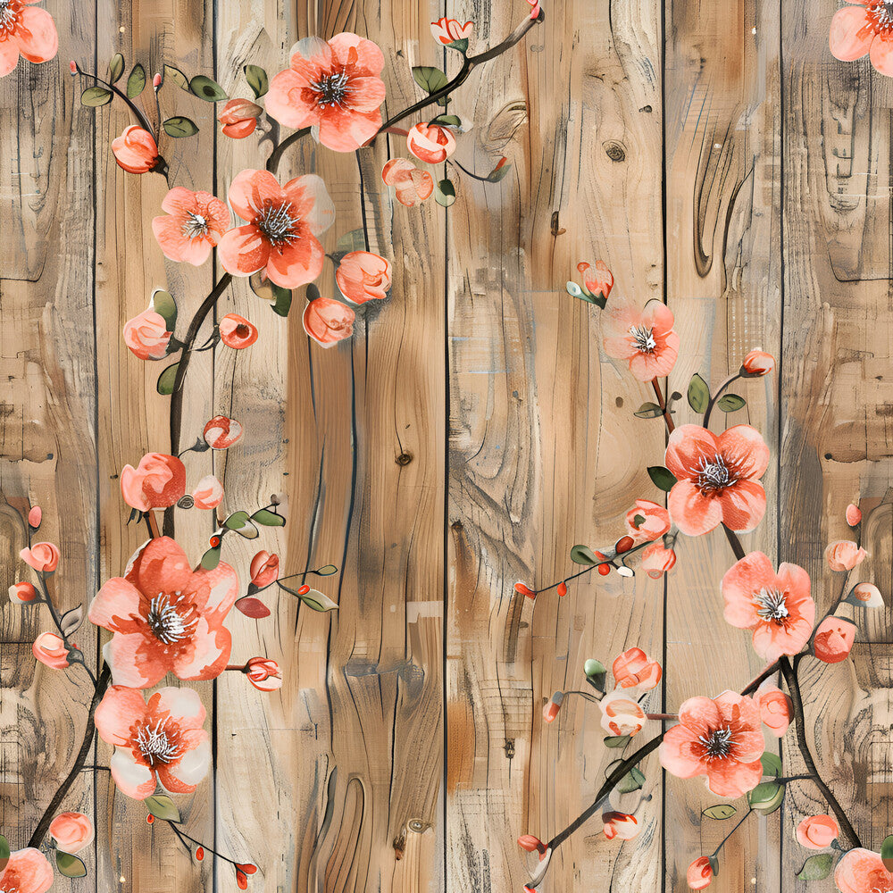 Spring Flowers Rustic Wood Background Fat Quarter Bundle