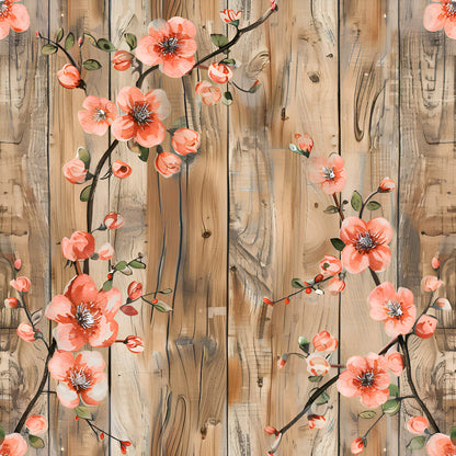 Spring Flowers Rustic Wood Background Fat Quarter Bundle