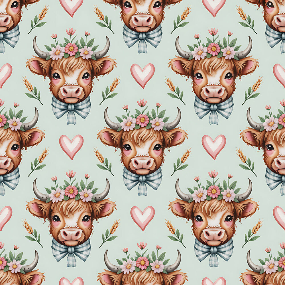 Highland Cow Heads Fat Quarter Bundle