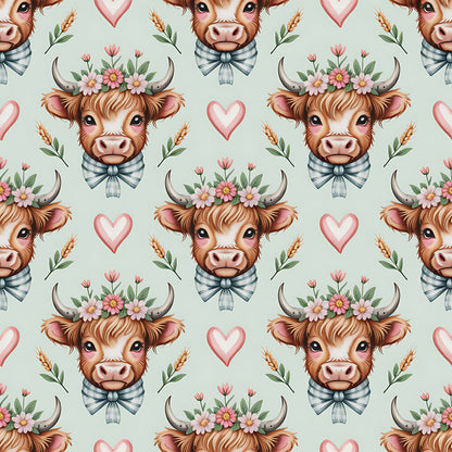 Highland Cow Heads Fat Quarter Bundle