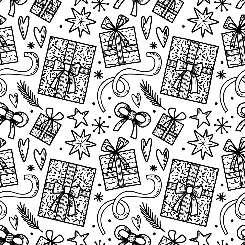 Black and White Christmas Sketches Fat Quarter Bundle