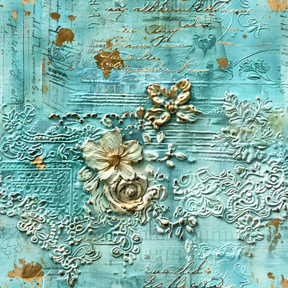 Romantic Rococo Turquoise Gold Fat Quarter Bundle