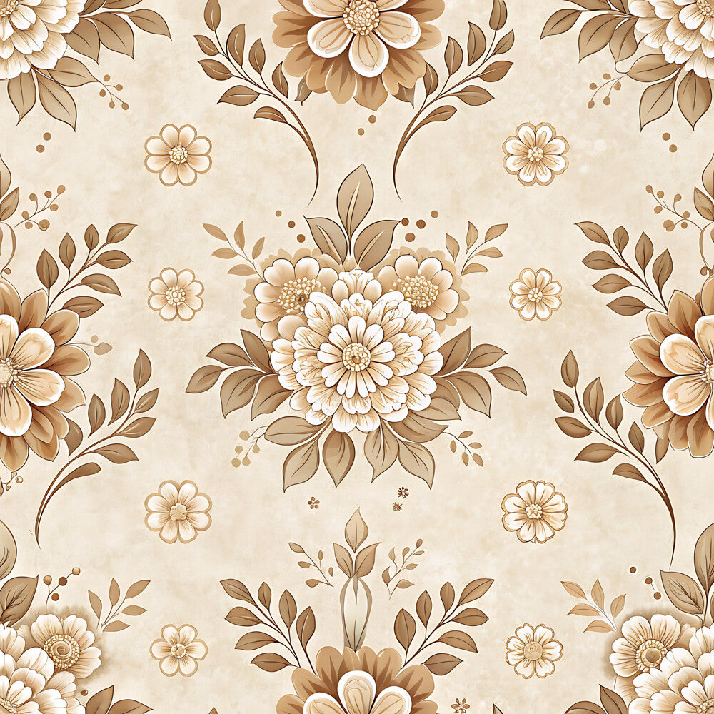 Vintage Beige Sepia Floral Fat Quarter Bundle