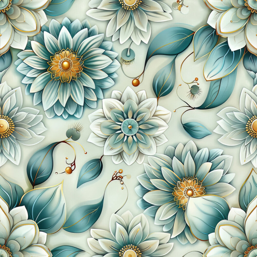 Teal and Doves Fat Quarter Bundle