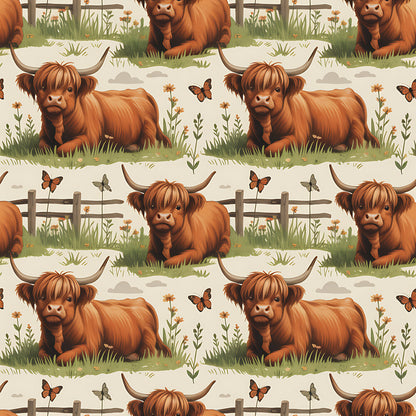 Cartoon Highland Cows Fat Quarter Bundle