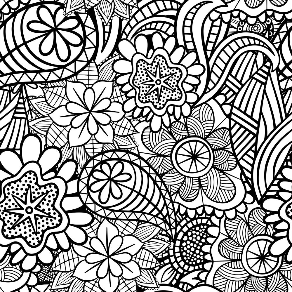 Folk Art Florals Black and White Fat Quarter Bundle