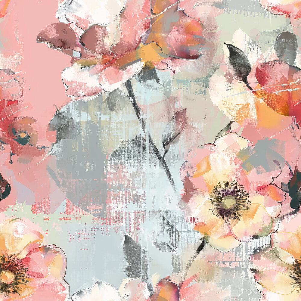 Pastel Abstract Painted Flowers Fat Quarter Bundle