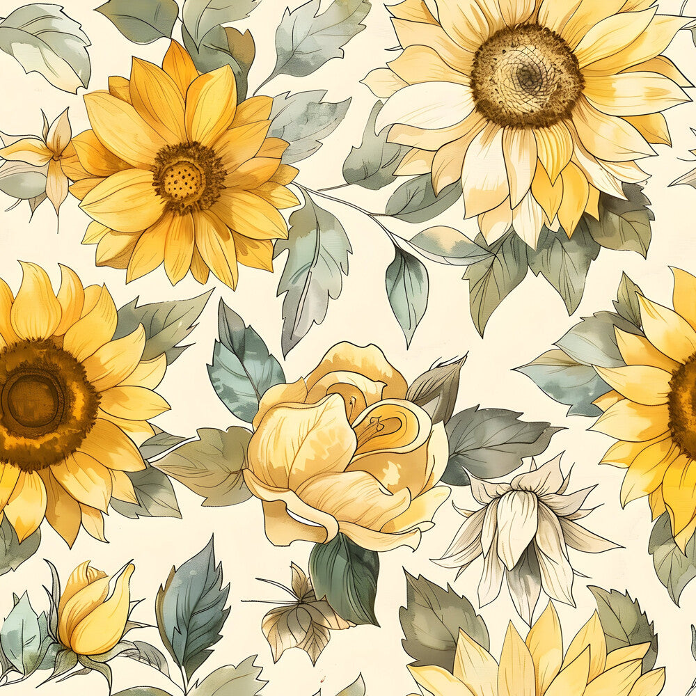 Vintage Autumn Sunflowers Fat Quarter Bundle