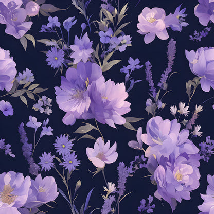 Purple Night Flowers Fat Quarter Bundle