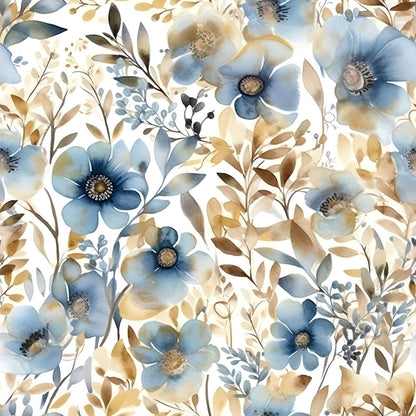 Blue and Gold Floral Fat Quarter Bundle